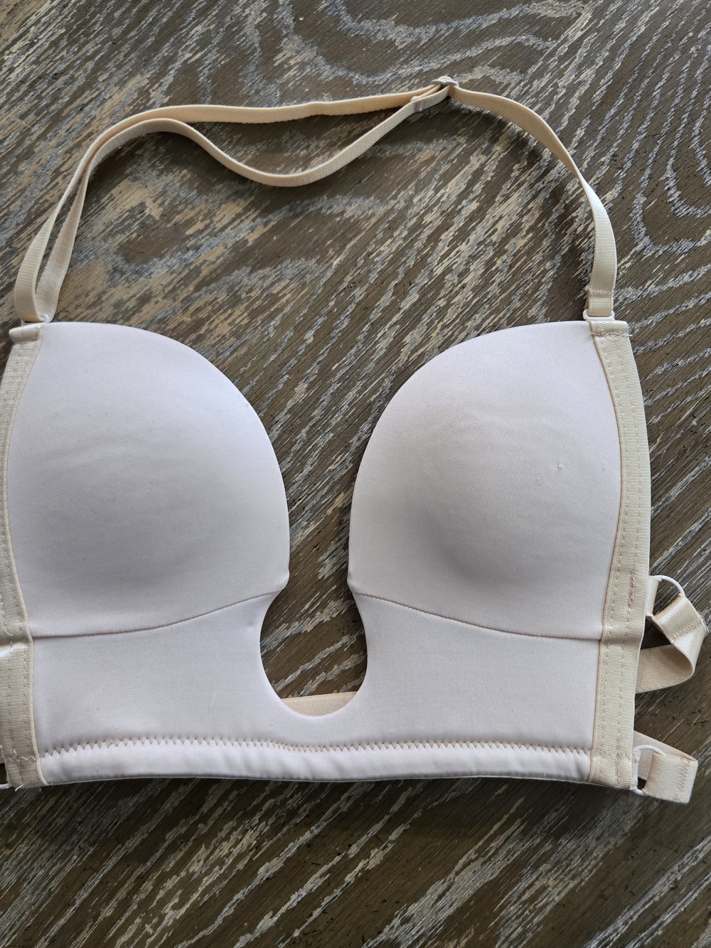 Nude Deep Plunge Backless Bra Estimated XS